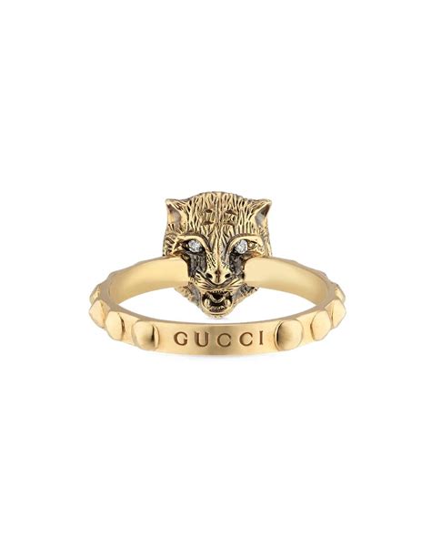 Gucci anello con testa di felino 